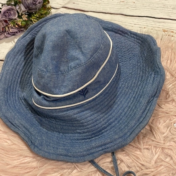 Coolibar Sand Castle Blue Kids UPF Hat - Picture 7 of 7